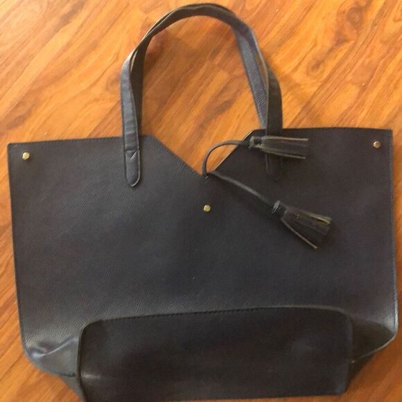 Neiman Marcus navy medium size tote with tassels - Picture 3 of 7